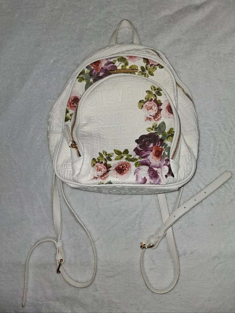Steve Madden White Floral Backpack